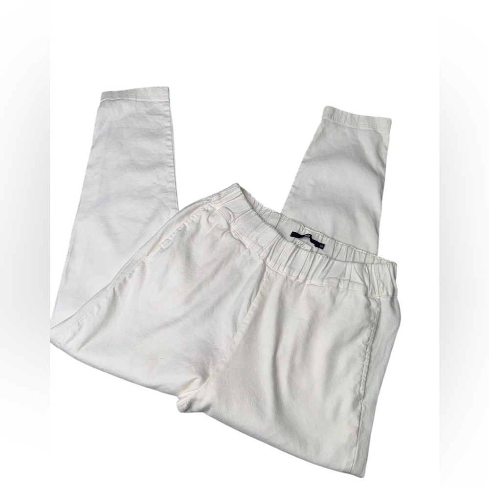 Jarbo Linen-Blend Pull-On Pants – White Slim Straight Leg, Minimalist Luxe - Picture 3 of 5
